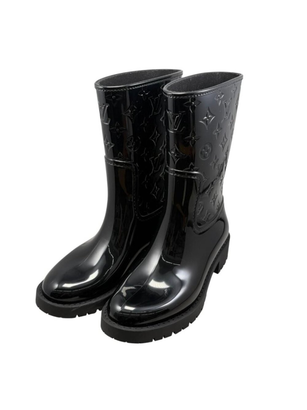Louis Vuitton Rain Boots Splash Line Drops Rubber Noir